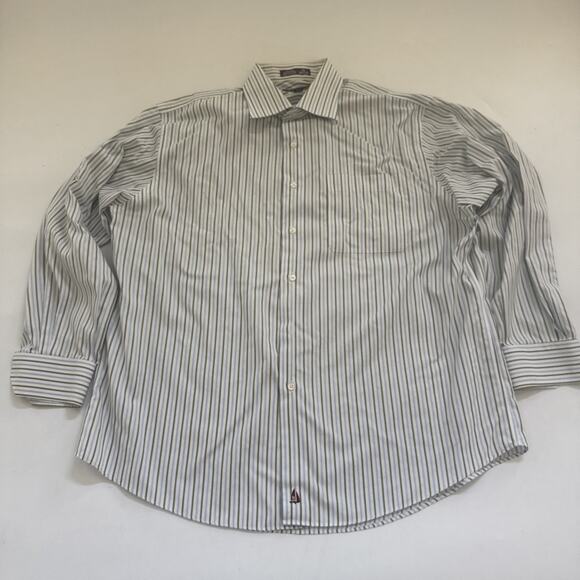 Nordstrom Smartcare Striped Button Down Long Sleeve Shirt 16 1/2-33 Wrinkle Free - Picture 1 of 11